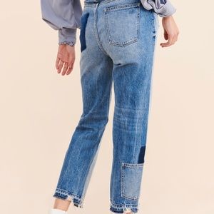 Jerry Patchwork Ankle Straight Jeans